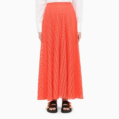 Shop Valentino Orange Flared Skirt