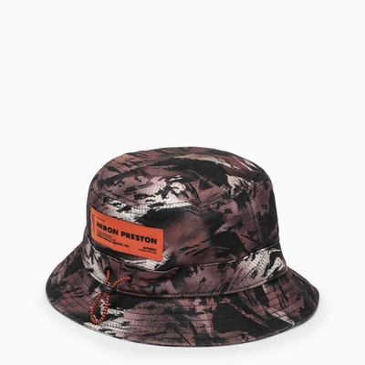 Shop Heron Preston Camouflage Logo-patch Bucket Hat In Multicolor