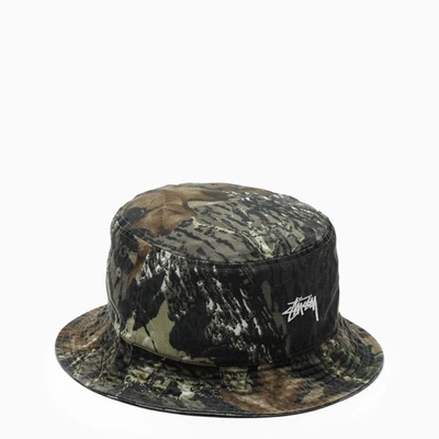 Shop Stussy Leaf Camouflage Logo-embroidery Bucket Hat In Multicolor