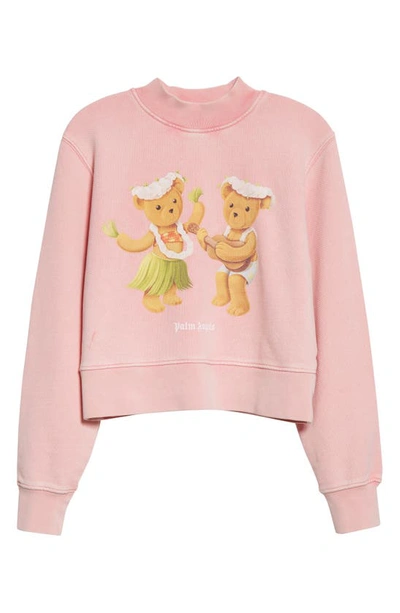 Shop Palm Angels Dancing Bears Cotton Graphic Sweatshirt In Fuchsia Fluo