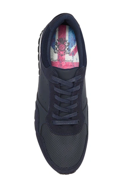 Shop English Laundry Kenneth Leather Perforated Sneaker In Navy