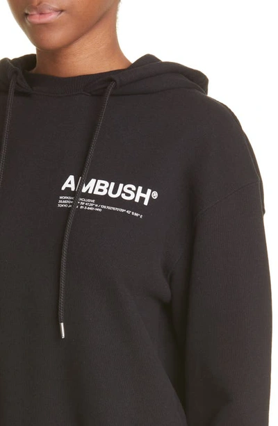 Shop Ambush Workshop Logo Cotton Hoodie In Black Cloud Dancer