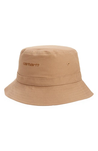 Shop Carhartt Script Bucket Hat In Nomad / Hamilton Brown