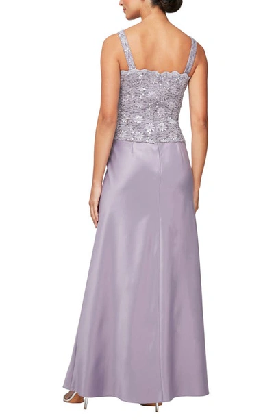 Shop Alex Evenings Sequin Lace & Satin Gown With Jacket In Icy Orchid