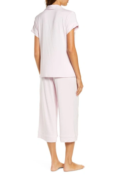 Shop Eberjey Gisele Jersey Knit Crop Pajamas In Light Violet/ Ivory