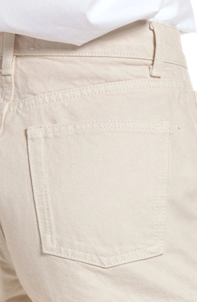 Shop Reformation Charlie Exposed Button Fly Jeans Shorts In Almond