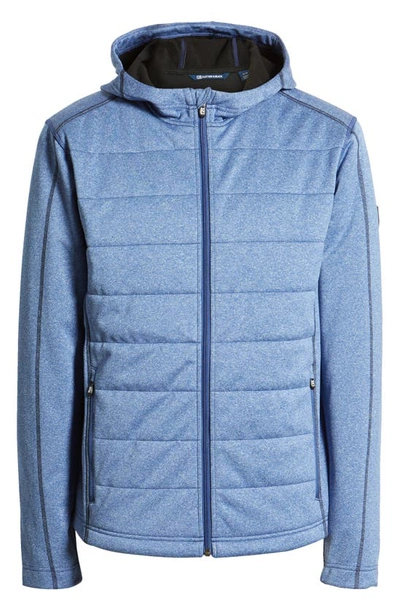 Shop Cutter & Buck Altitude Weathertec Hooded Jacket In Tour Blue