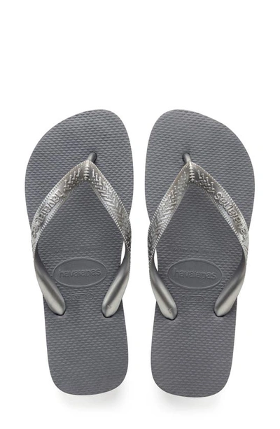 Shop Havaianas Top Tiras Flip Flop In Steel Grey