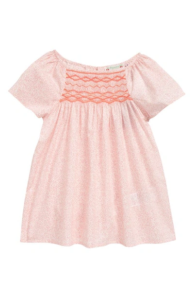 Shop Bonpoint Kids' Liberty Print Smocked Cotton Voile Top In 651a Coquelicot
