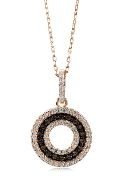 Shop Suzy Levian Cz Circle Pendant Necklace In Brown