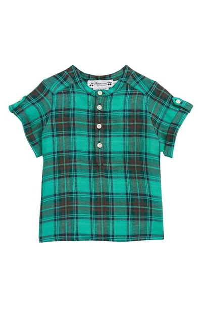 Shop Bonpoint Kids' Emilio Plaid Woven Shirt In 444a Menthe