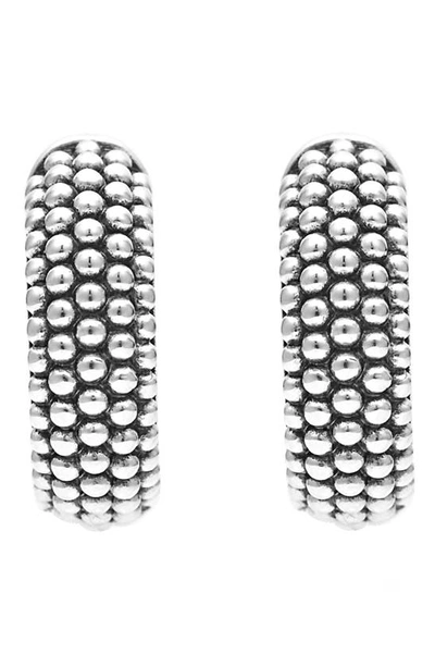Lagos Signature Caviar Sterling Silver Huggie Hoop Earrings In Silver