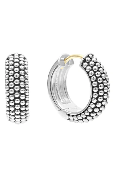Lagos Signature Caviar Sterling Silver Huggie Hoop Earrings In Silver