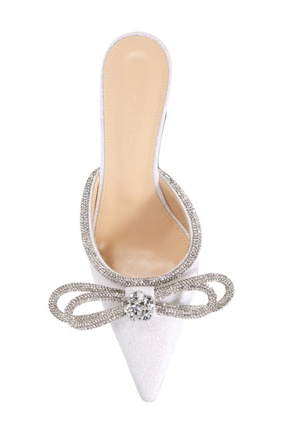 Shop Mach & Mach Glitter Double Crystal Bow Pointed Toe Mule In White