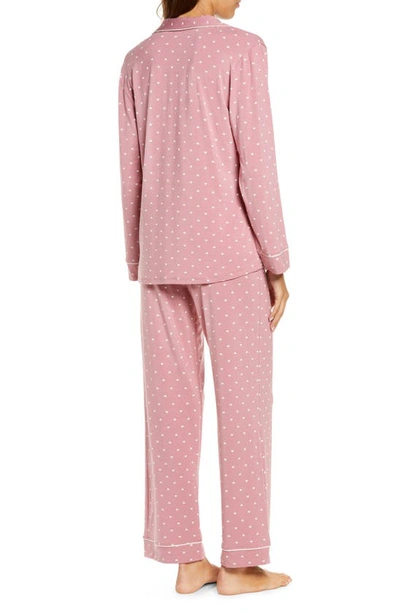 Shop Eberjey Gisele Print Jersey Knit Pajamas In Hearts-acai/ Ivory