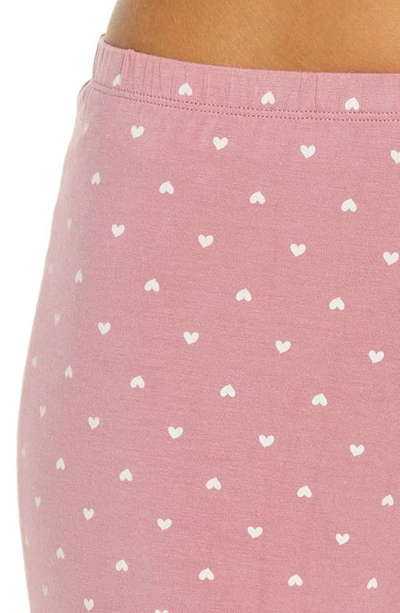 Shop Eberjey Gisele Print Jersey Knit Pajamas In Hearts-acai/ Ivory