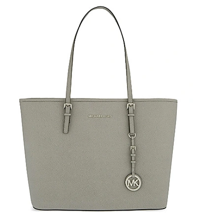 Shop Michael Michael Kors Jet Set Travel Leather Tote In Coral