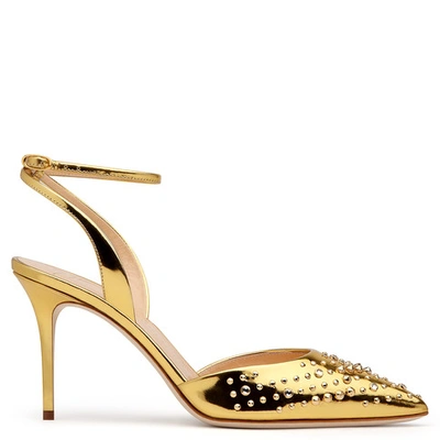 Shop Giuseppe Zanotti - Gold Mirrored Leather Pump With Studs Kaley