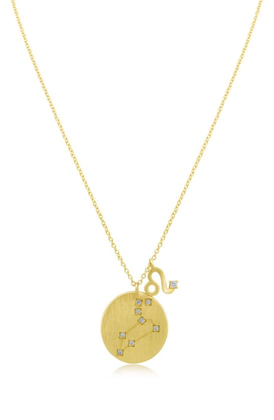 Shop Cz By Kenneth Jay Lane Cz Constellation Zodiac Pendant Necklace In Clear/ Gold