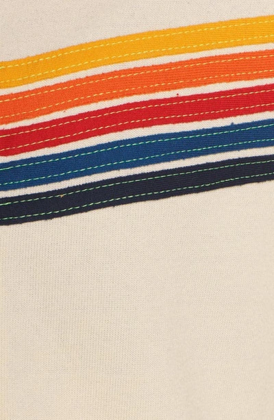 Aviator Nation 5 Stripe Zip Hoodie Vintage White Xl In Vintage White/ Rainbow