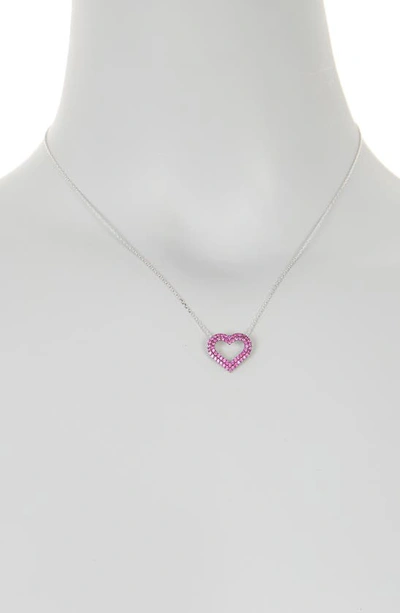 Suzy Levian Sterling Silver Red Cubic Zirconia Heart Pendant Necklace In Red