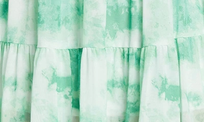 Love By Design Catherine Long Sleeve Mesh Babydoll Dress In Sage Tie Dye