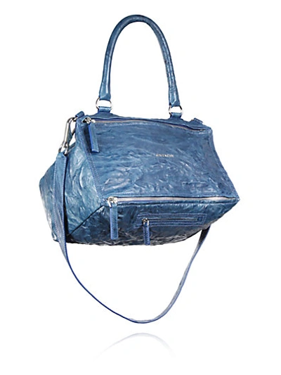 Shop Givenchy Pandora Pepe Medium Leather Shoulder Bag In Mineral Blue