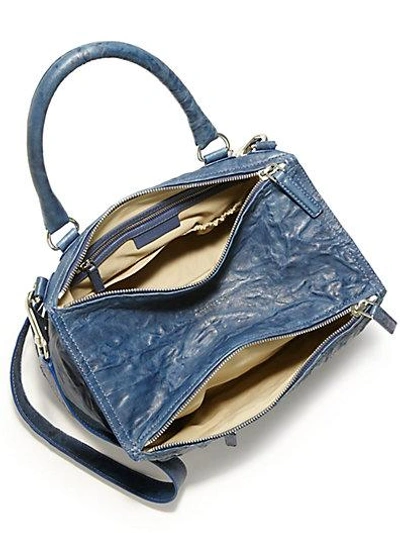 Shop Givenchy Pandora Pepe Medium Leather Shoulder Bag In Mineral Blue