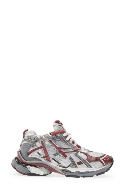Shop Balenciaga Track Distressed Sneaker In 9069 White/burgu/grey/ Blk