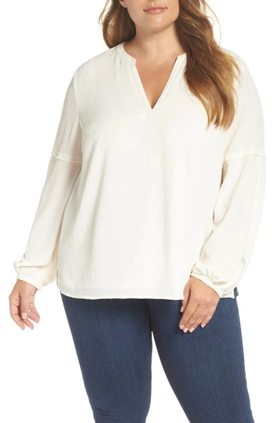 Shop Vince Camuto Bubble Sleeve Crepe Blouse In Antique White