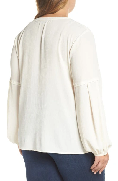 Shop Vince Camuto Bubble Sleeve Crepe Blouse In Antique White