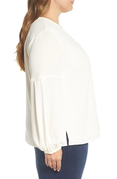 Shop Vince Camuto Bubble Sleeve Crepe Blouse In Antique White