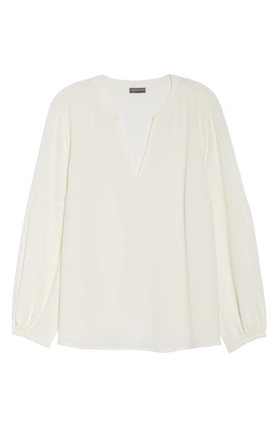 Vince Camuto Bubble Sleeve Crepe Blouse In Antique White