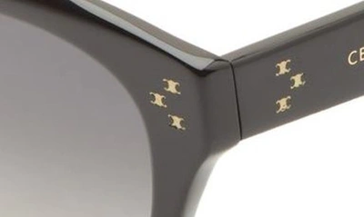 Shop Celine Mini Triomphe 55mm Round Sunglasses In Shiny Black / Smoke Polarized