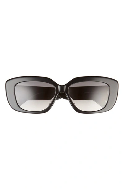 Shop Celine Triomphe 55mm Rectangular Sunglasses In Shiny Black / Gradient Brown