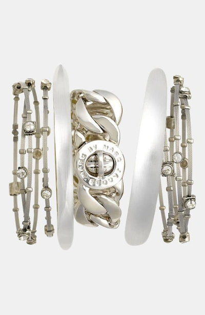 Shop Alexis Bittar 'lucite®' Skinny Tapered Bangle In Silver