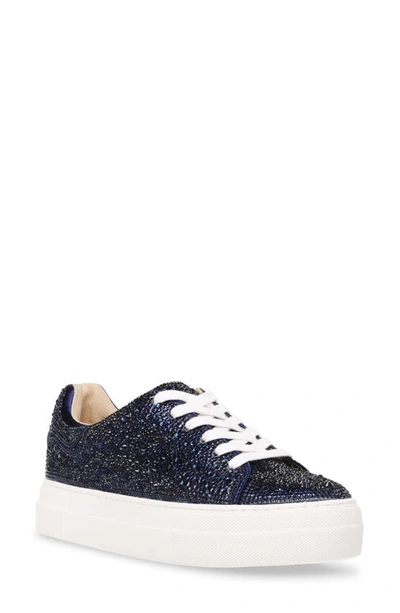 Shop Betsey Johnson Sidny Crystal Pavé Platform Sneaker In Navy