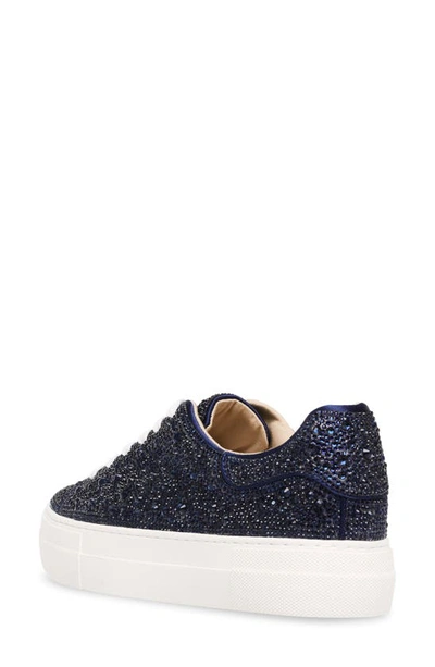 Shop Betsey Johnson Sidny Crystal Pavé Platform Sneaker In Navy