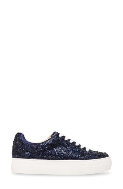 Shop Betsey Johnson Sidny Crystal Pavé Platform Sneaker In Navy