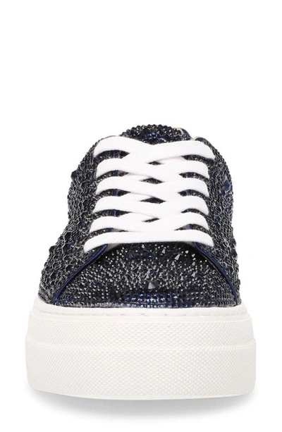 Shop Betsey Johnson Sidny Crystal Pavé Platform Sneaker In Navy