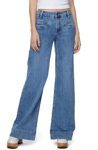 Shop Hint Of Blu High Waist Wide Leg Jeans In Yacht Blue Light