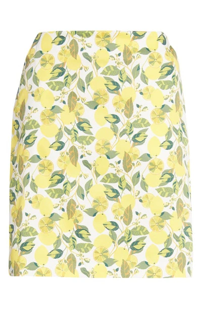 Shop Boden Lemon Print A-line Miniskirt In Ivory Lemon Vine
