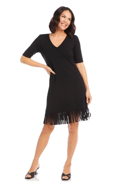 Shop Karen Kane V-neck Fringe Dress In Black