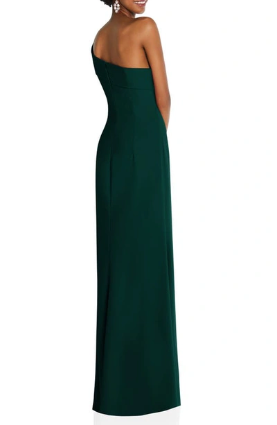 After Six Asymmetrical Off-the-shoulder Cuff Trumpet Gown With Front Slit In Evergreen