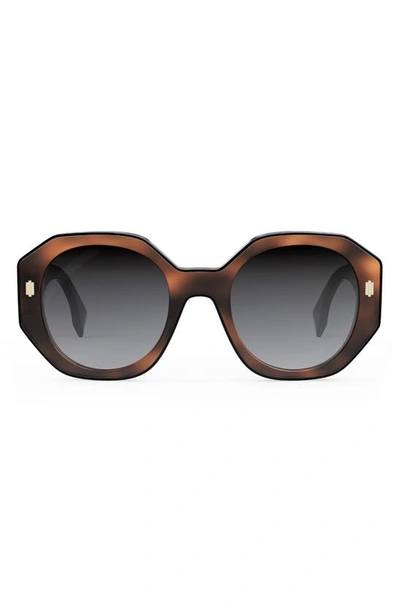 Shop Fendi The  Bold 54mm Geometric Sunglasses In Blonde Havana / Gradient Smoke