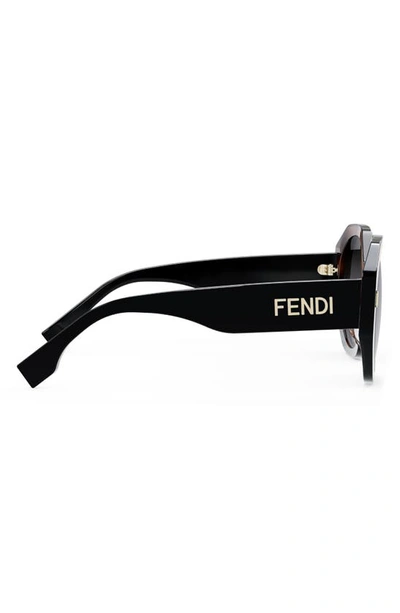 Shop Fendi The  Bold 54mm Geometric Sunglasses In Blonde Havana / Gradient Smoke