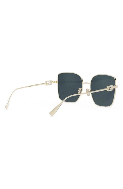 Shop Fendi The  Baguette 59mm Geometric Sunglasses In Shiny Gold Dh / Blue Mirror