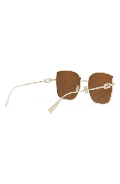 Shop Fendi The  Baguette 59mm Geometric Sunglasses In Shiny Gold Dh / Roviex Mirror