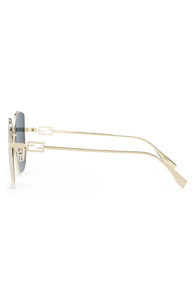 Shop Fendi The  Baguette 59mm Geometric Sunglasses In Shiny Gold Dh / Blue Mirror