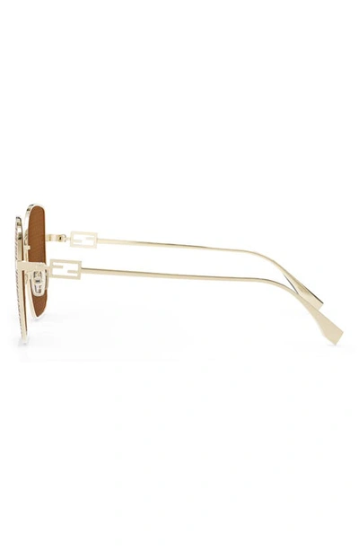 Shop Fendi The  Baguette 59mm Geometric Sunglasses In Shiny Gold Dh / Roviex Mirror